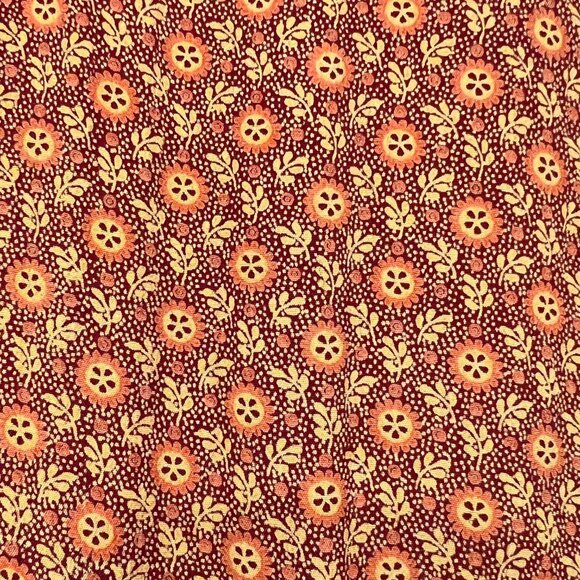 April Cornell Vtg Cap Sleeve Floral Midi Dress, Red Tan, L - Picture 5 of 10
